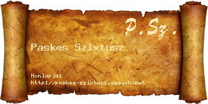 Paskes Szixtusz névjegykártya